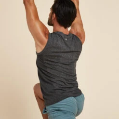 Mouwloos Yogashirt Voor Heren Naadloos -Regatta Verkoop naadloos en mouwloos yogashirt voor heren donkergrijs 3
