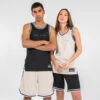 Basketbal Tank Top Heren/dames T500R Omkeerbaar Grijs Zwart Buzzer 1 Basketbal Tank Top Heren/dames T500R Omkeerbaar Grijs Zwart Buzzer -Regatta Verkoop omkeerbaar mouwloos basketbalshirt voor herendames t500 zwartbeige