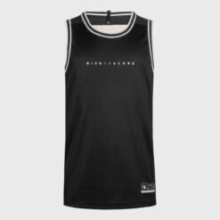 Basketbal Tank Top Heren/dames T500R Omkeerbaar Grijs Zwart Buzzer -Regatta Verkoop omkeerbaar mouwloos basketbalshirt voor herendames t500 zwartbeige 4