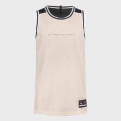 Basketbal Tank Top Heren/dames T500R Omkeerbaar Grijs Zwart Buzzer -Regatta Verkoop omkeerbaar mouwloos basketbalshirt voor herendames t500 zwartbeige 7