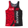 RUNNING SHIRT #SOYMARATON Voor HEREN - KAMUABU Rood/zwarte Tanktop -Regatta Verkoop running shirt soymaraton voor heren kamuabu roodzwarte tanktop