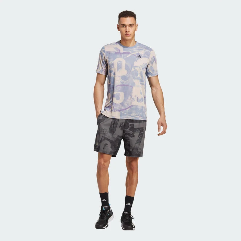 ADIDAS Tennisshort Voor Heren CLUB GRAPHIC Grijs Kaki 4 ADIDAS Tennisshort Voor Heren CLUB GRAPHIC Grijs Kaki - Afbeelding 2