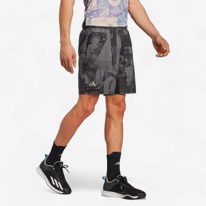 ADIDAS Tennisshort Voor Heren CLUB GRAPHIC Grijs Kaki 3 ADIDAS Tennisshort Voor Heren CLUB GRAPHIC Grijs Kaki