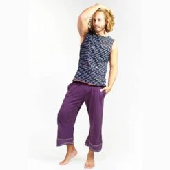Yoga Broek Voor Mannen Bio Hennep Plum - Yoga Kleding Voor Mannen Pantacourt